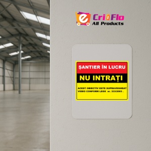 Indicator Santier in lucru nu intrati obiectiv video, Sticker autocolant - Img 3