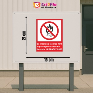 Indicator se interzice lasarea fara supraveghere a focului deschis, Sticker autocolant - Img 2