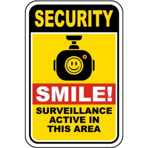 Indicator Security Smile Active In This Area Sign, Sticker autocolant