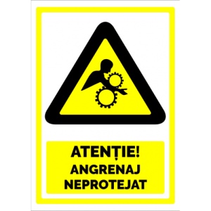 Indicator Semn atentie angrenaj neprotejat, Sticker autocolant