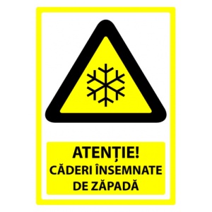 Indicator Semn atentie caderi insemnate de zapada, Sticker autocolant