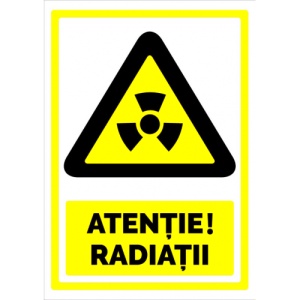 Indicator Semn atentie radiatii, Sticker autocolant