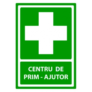 Indicator Semn cu centru de prim ajutor, Sticker autocolant