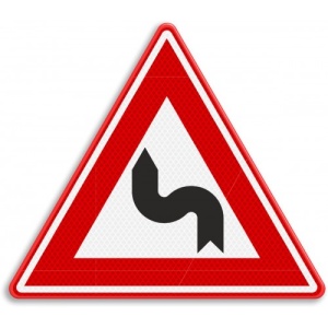 Indicator Semn de circulatie curba la stanga, Sticker autocolant