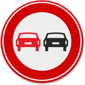 Indicator Semn de circulatie interzis depasire, Sticker autocolant