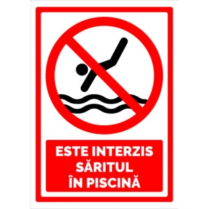 Indicator Semn este interzis saritul in piscina, Sticker autocolant