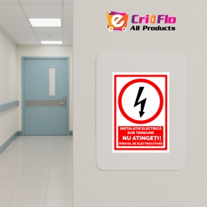 Indicator Semn instalatie electrica sub tensiune nu atingeti pericol de electrocutare, Sticker autocolant - Img 5