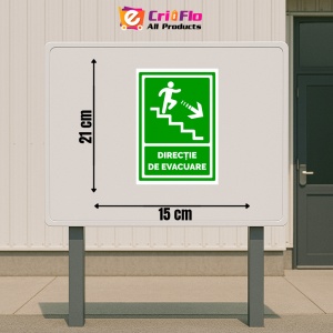Indicator Semn pentru directie de evacuare spre scari in dreapta jos, Sticker autocolant - Img 2