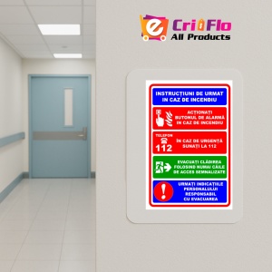 Indicator Semn pentru instructiuni de urmat in caz de incendiu, Sticker autocolant - Img 5