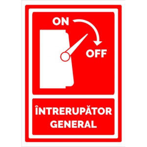Indicator Semn pentru intrerupator general, Sticker autocolant