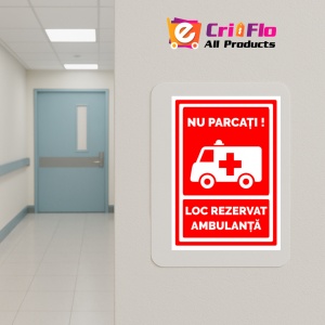 Indicator Semn pentru loc de parcate rezervat ambulantelor, Sticker autocolant - Img 5
