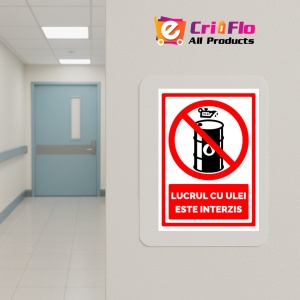 Indicator Semn pentru lucrul cu ulei este interzis, Sticker autocolant - Img 5