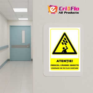 Indicator Semn pentru pericol de cadere obiecte caramizi de pe flux sortare, Sticker autocolant - Img 5