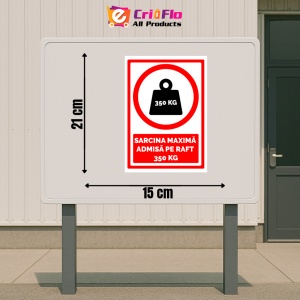 Indicator Semn pentru sarcina maxima admisa pe raft 350 kg, Sticker autocolant - Img 2