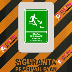 Indicator Semn pentru scara de salvare sprea dreapta jos, Sticker autocolant - Img 3
