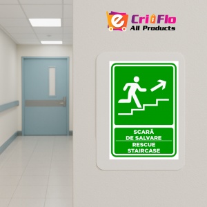 Indicator Semn pentru scara de salvare sprea dreapta sus, Sticker autocolant - Img 5