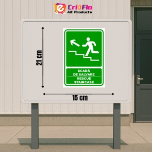 Indicator Semn pentru scara de salvare sprea stanga sus, Sticker autocolant - Img 2