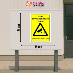 Indicator Semn pentru zona supraveghere video sisteme supraveghere video, Sticker autocolant - Img 2