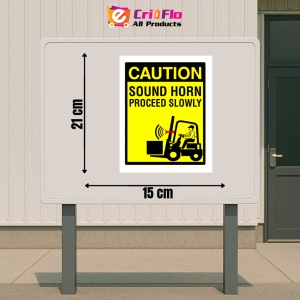 Indicator Sign caution sound horn proceed slowly, Sticker autocolant - Img 2