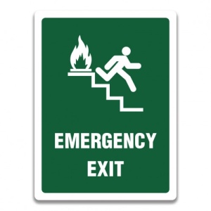 Indicator SIGN EMERGENCY EXIT STAIRWAY RIGHT, Sticker autocolant
