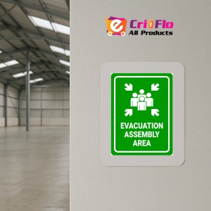 Indicator Sign evacuation assembly area, Sticker autocolant - Img 4