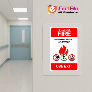 Indicator Sign in case of fire elevators are out of service use exit, Sticker autocolant - Img 5