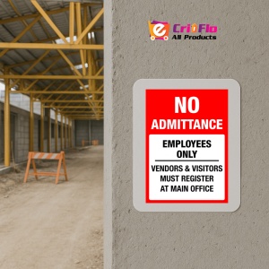 Indicator Sign no admittance employees only vendors visitors must register at main office, Sticker autocolant - Img 5
