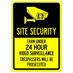 Indicator Sign site security farm under 24 hour video surveillance trespassers will be prosecuted, Sticker autocolant
