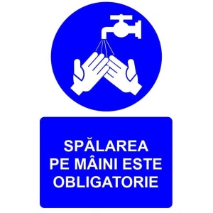 Indicator Spalarea pe maini este obligatorie indicator de obligativitate, Sticker autocolant