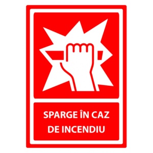 Indicator Sparge in caz de incendiu v1, Sticker autocolant