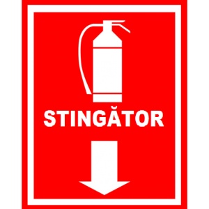 Indicator Stingator cu sageata in jos, Sticker autocolant