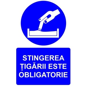 Indicator Stingerea tigarii este obligatorie indicator de obligativitate, Sticker autocolant