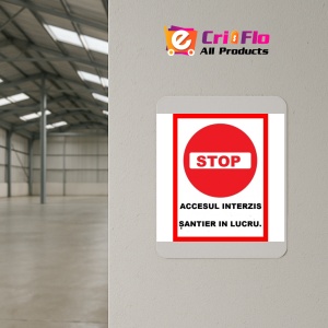 Indicator Stop accesul interzis santier in lucru, Sticker autocolant - Img 4