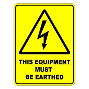 Indicator This Equipment Must Be Earthed Sign, Sticker autocolant