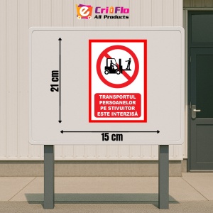 Indicator Transportul persoanelor pe stivuitor este interzisa, Sticker autocolant - Img 2