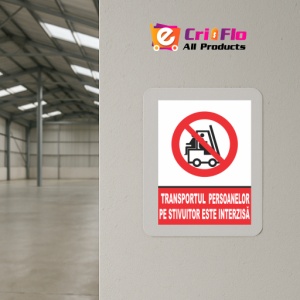 Indicator Transportul persoanelor pe stivuitor este interzisa, Sticker autocolant - Img 4