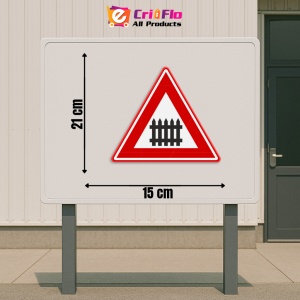 Indicator Trecerea caii ferate inainte cu bariere, Sticker autocolant - Img 2