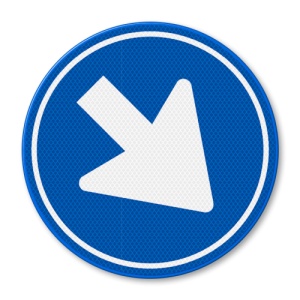 Indicator Treceti numai pe dreapta, Sticker autocolant