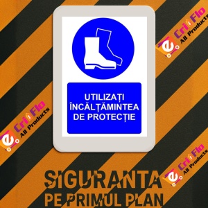 Indicator Utilizati incaltamintea de protectie indicator de obligativitate, Sticker autocolant - Img 3