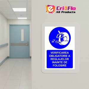 Indicator Verificarea obligatorie a reglajelor inainte de folosire indicator de obligativitate, Sticker autocolant - Img 5
