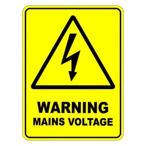Indicator Warning Mains Voltage Safety Sign, Sticker autocolant