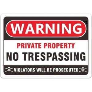 Indicator Warning private property no trespassing, Sticker autocolant