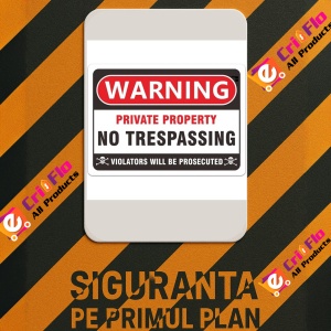 Indicator Warning private property no trespassing, Sticker autocolant - Img 3