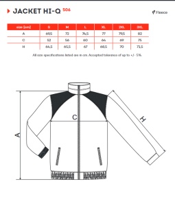 Tabel marimi dimensiuni jacheta casual fleece polar unisex