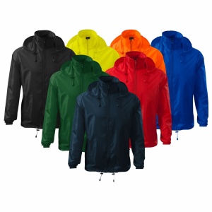 Imagine de prezentare pentru jacheta de protectie impotriva vantului unisex si culorile disponibile rosu, albastru, portocaliu, verde, negru, galben