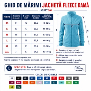 Jachetă Fleece Damă Tip Bluză Hanorac cu Fermoar, Călduroasă și Cambrată – Jacket 504 - Img 4