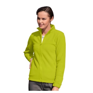 Femeie frumoasă imbrăcată in Jachetă Polar Damă de culoare galben lime