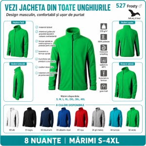 Jachetă Polar Fleece tip Bluză Hanorac Bărbați Călduroasă cu Fermoar Malfini Frosty 527 – 220 g/m² - Img 6