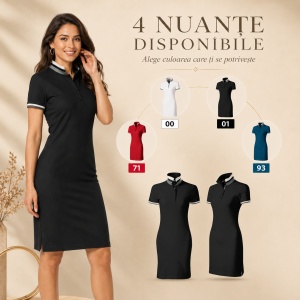 Rochie Polo Damă tip tricou, Malfini Premium 271 Dress Up, 100% Bumbac, Croială Cambrată, 215 g/m², Mărimi XS 2XL, 4 Culori - Img 7