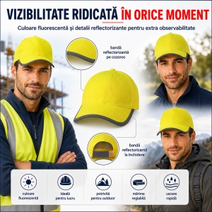 Șapcă Bărbați Reflectorizantă și Fluorescentă, Reglabilă cu Velcro – HV Reflex 3V5 - Img 4